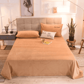 Velvet Bedsheet with 2 pillow covers - Khaki